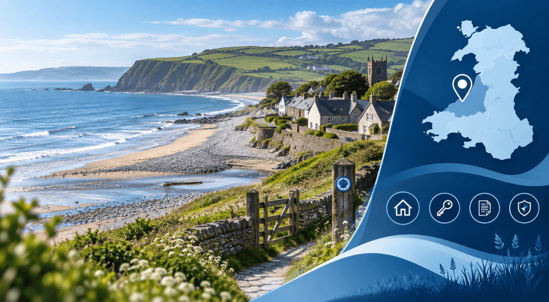Mortgage Broker in Llanon – coastal Ceredigion location map with property and mortgage icons