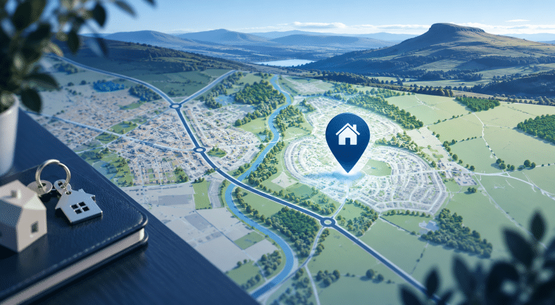 Mortgage Broker in Mauricewood location map with house pin and property key imagery