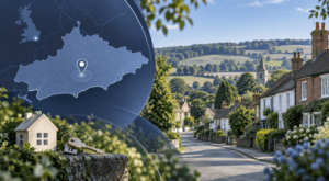Mortgage Broker in Newick location map with East Sussex village homes and countryside