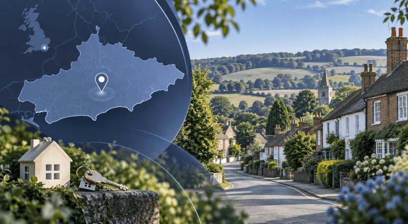 Mortgage Broker in Newick location map with East Sussex village homes and countryside