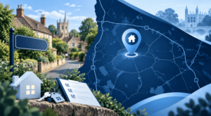 Mortgage Broker in Papworth Everard – local Cambridgeshire property map with home location pin, house keys and mortgage checklist.