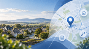 Mortgage Broker in Pathhead location map with home, key and mortgage document icons in Connect Experts brand colours