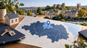 Mortgage Broker in Richmond DL10 location map with house pin, property keys and North Yorkshire setting.