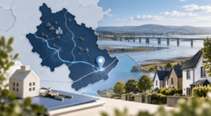 Mortgage Broker in Rogiet location map with Monmouthshire homes and property keys.