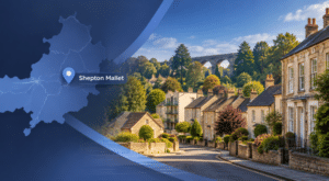 Mortgage Broker in Shepton Mallet location map with Somerset homes and the Charlton Viaduct.