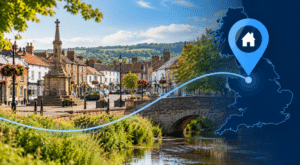 Mortgage Broker in Stokesley location map with North Yorkshire market town setting and property pin icon