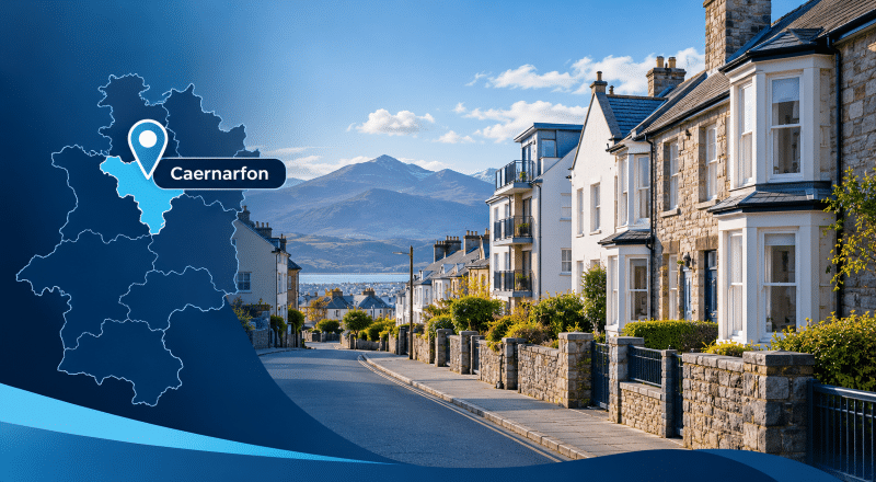 Mortgage Broker in Caernarfon – Gwynedd location map with Caernarfon marker and residential property street scene Is this conversation helpful so far?