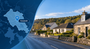 Mortgage Broker in Forestmill, Clackmannanshire, with a location map and local residential properties.