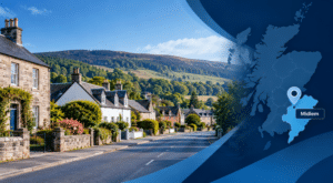 Mortgage Broker in Midlem, Selkirkshire – on-brand hero image featuring traditional village homes, surrounding countryside and a location map pinpointing Midlem. Is this conversation helpful so far?