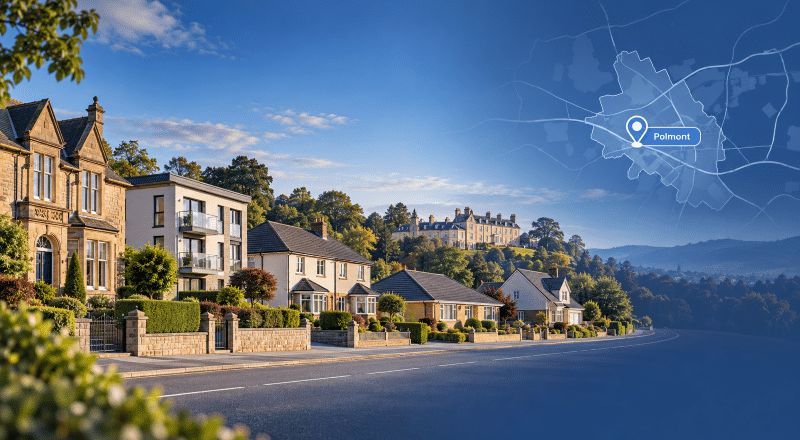 Mortgage Broker in Polmont with local homes, Polmont location map and pin in Stirlingshire.