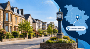 Mortgage Broker in Stenhousemuir with local street scene, location map and Stenhousemuir marker